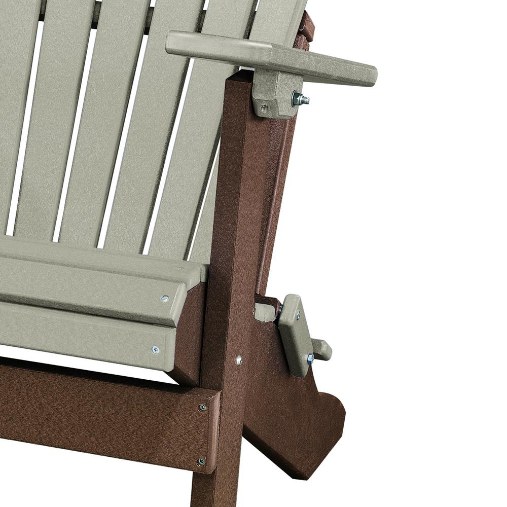 Fan Back Folding Adirondack Chair Made in the USA- Weatherwood, Tudor Brown. Picture 6