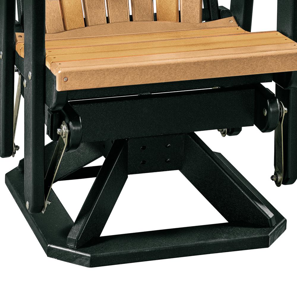 OS Home and Office Model 510CBK Fan Back Swivel Glider in Cedar with a Black Base, Made in the USA. Picture 4