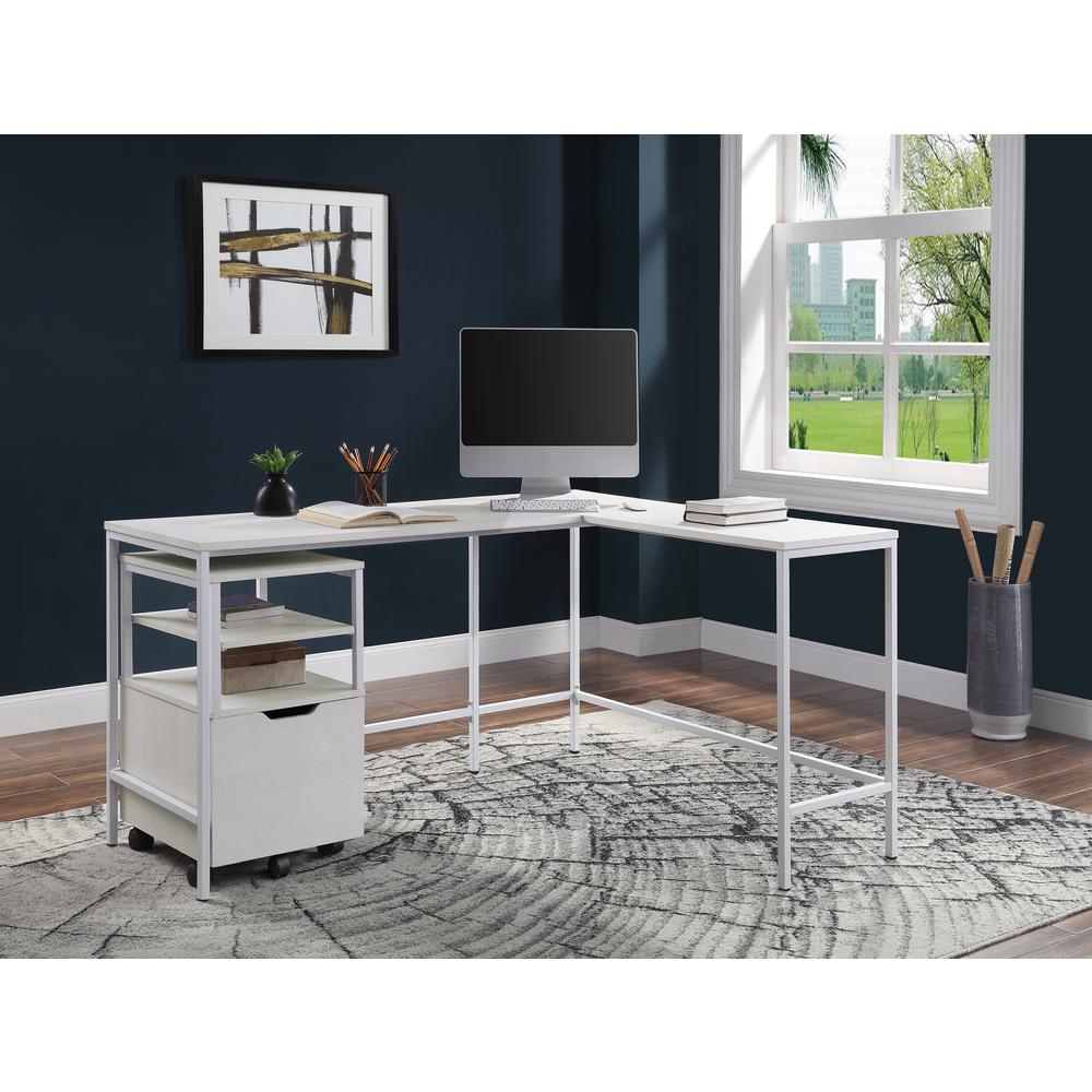 Contempo L-shaped Desk in White Oak Finish, CNT41-WK. Picture 3