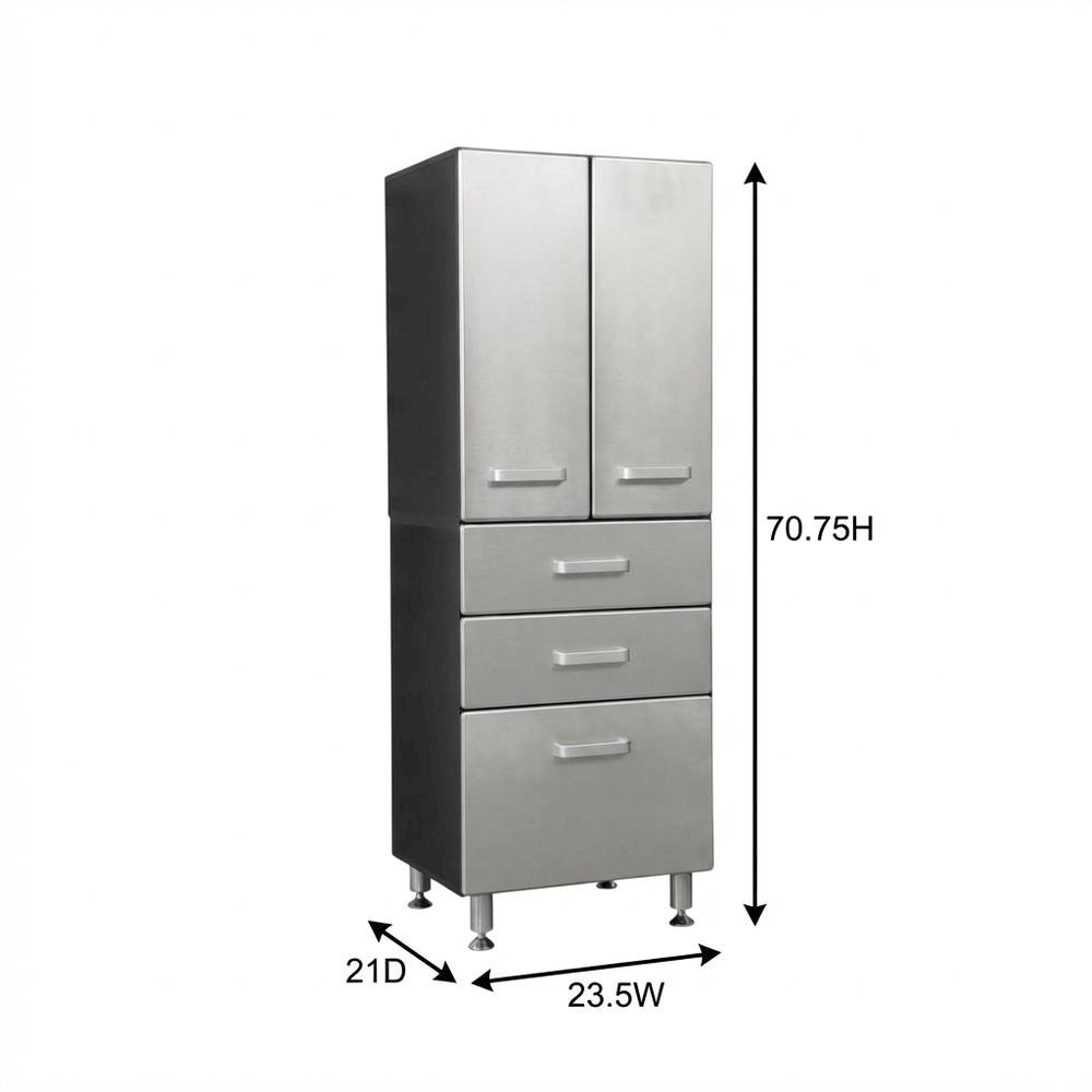 Black Metal Garage Storage Cabinet With 2 Doors And 3 Drawers For Organization. Picture 7