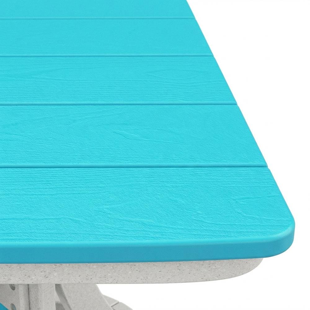 Square Outdoor Dining Table In Aruba Blue With White Base, Polyethylene Material. Picture 5