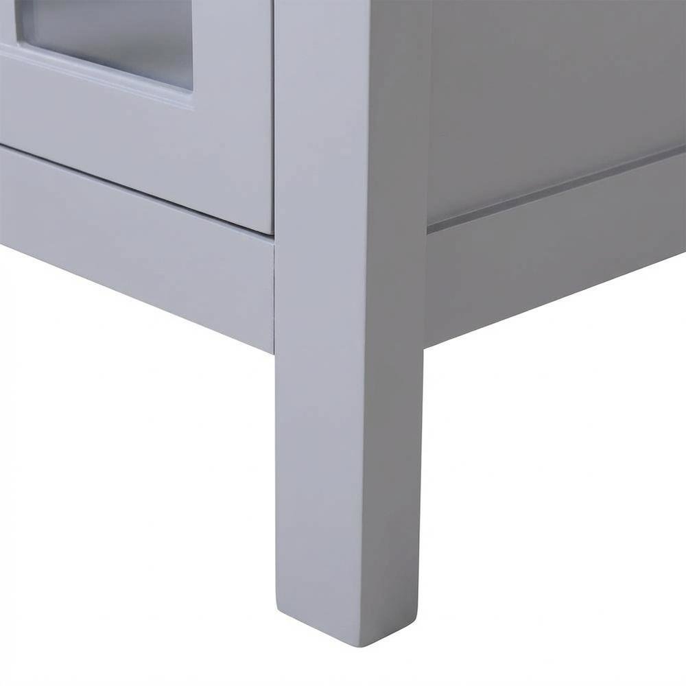 Dark Gray Glass Door Accent Cabinet with Fiberboard Construction. Picture 7