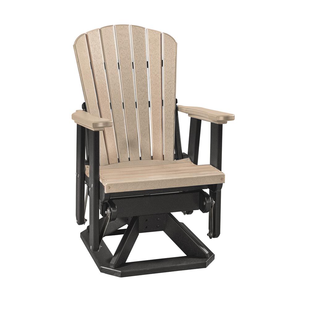 OS Home and Office Model 510WWBK Fan Back Swivel Glider in Weatherwood with a Black Base, Made in the USA. Picture 2