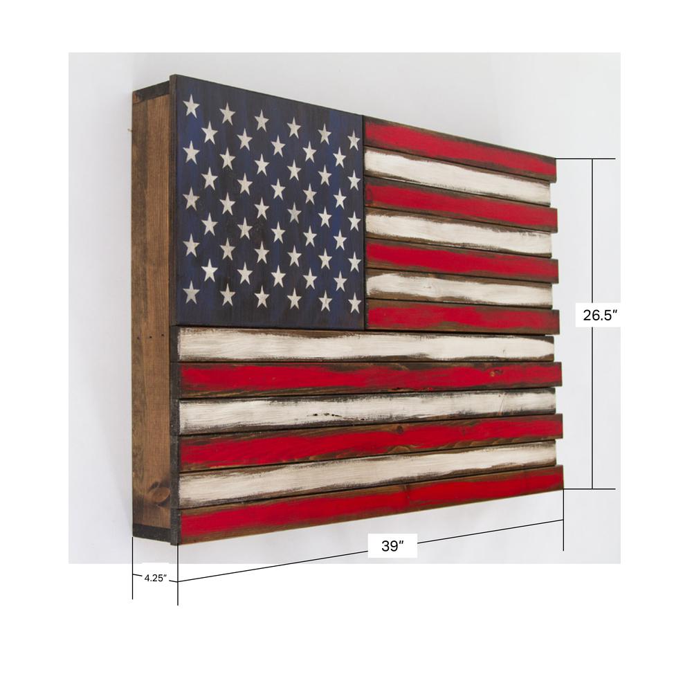 American Furniture Classics Model LRG2COMP Large American Flag Wall Hanging Gun Concealment with Two Secret Compartments. Picture 3