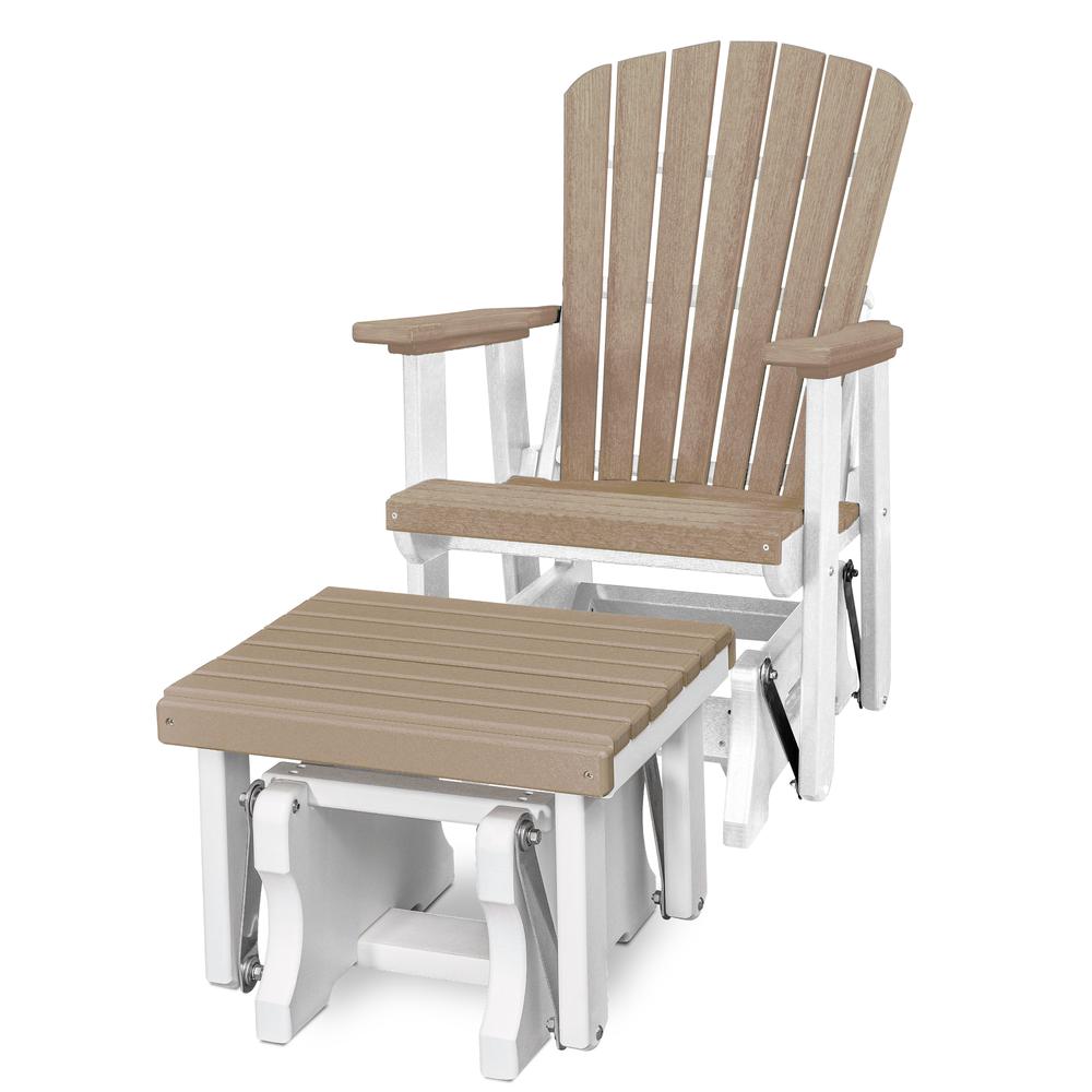 Fan Back Glider and Ottoman Glider in Weatherwood with a White Base. Picture 1