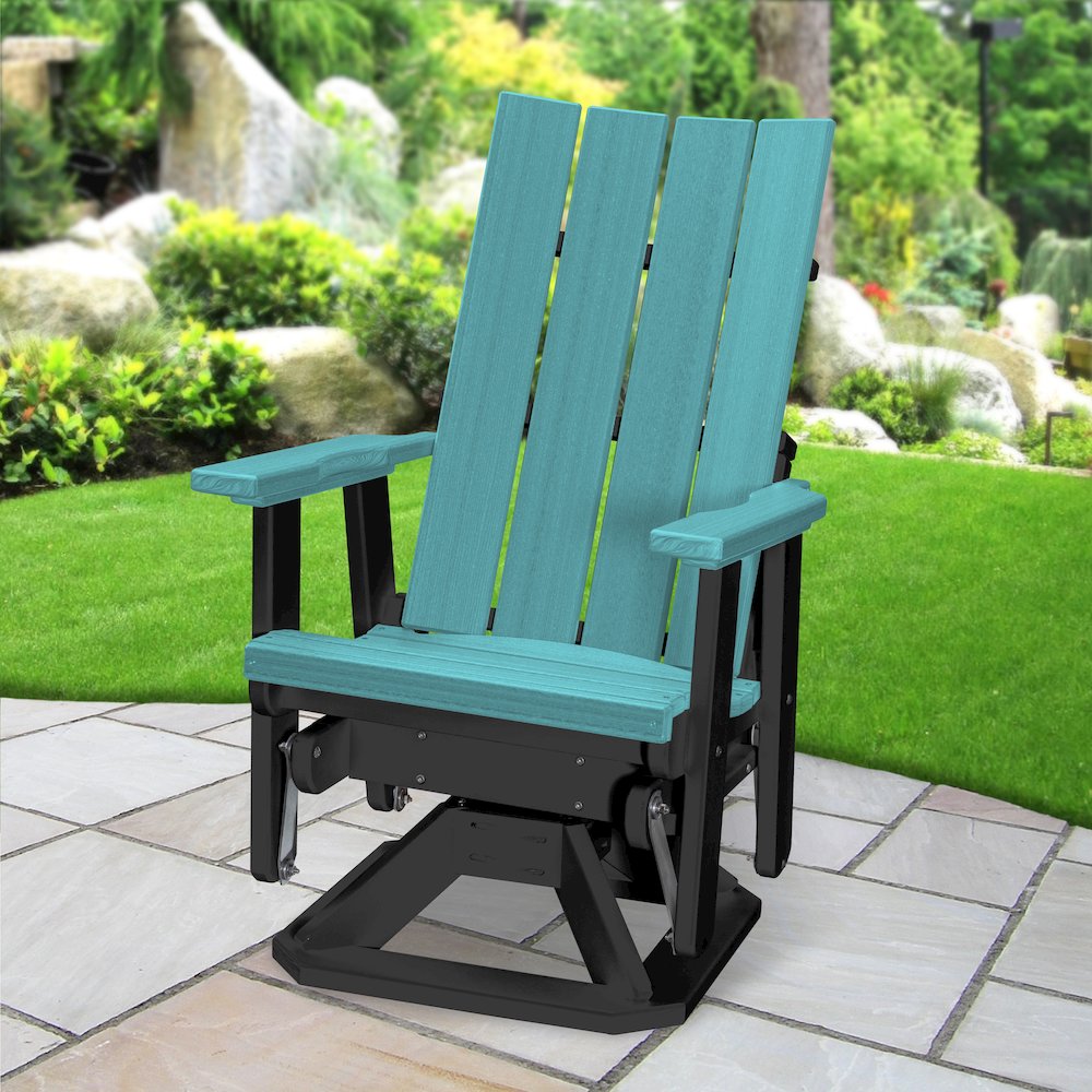 Brandon Swivel Glider in Aruba Blue on a Black Base. Picture 4