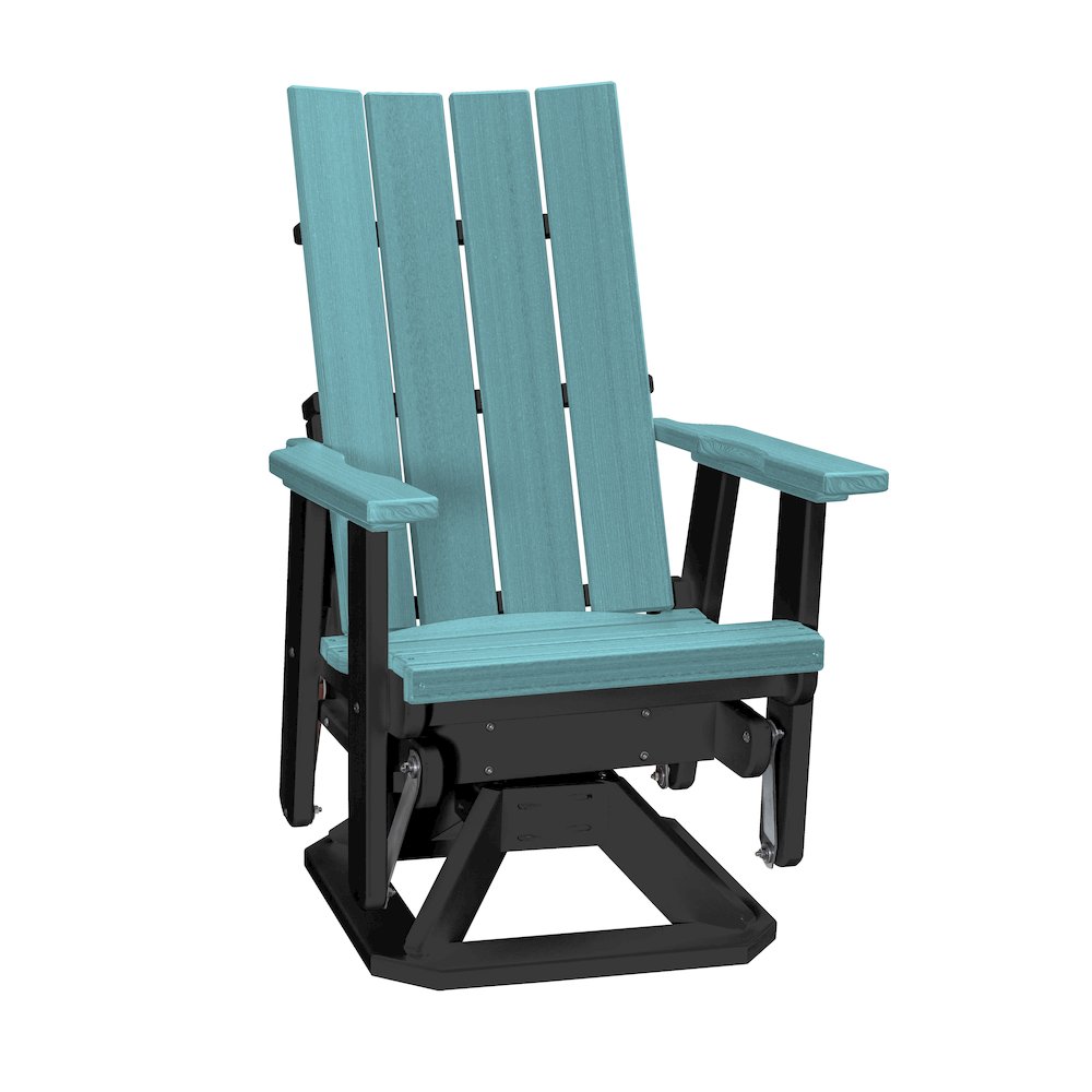 Brandon Swivel Glider in Aruba Blue on a Black Base. Picture 1