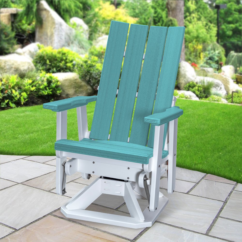 Brandon Swivel Glider in Aruba Blue on a White Base. Picture 2