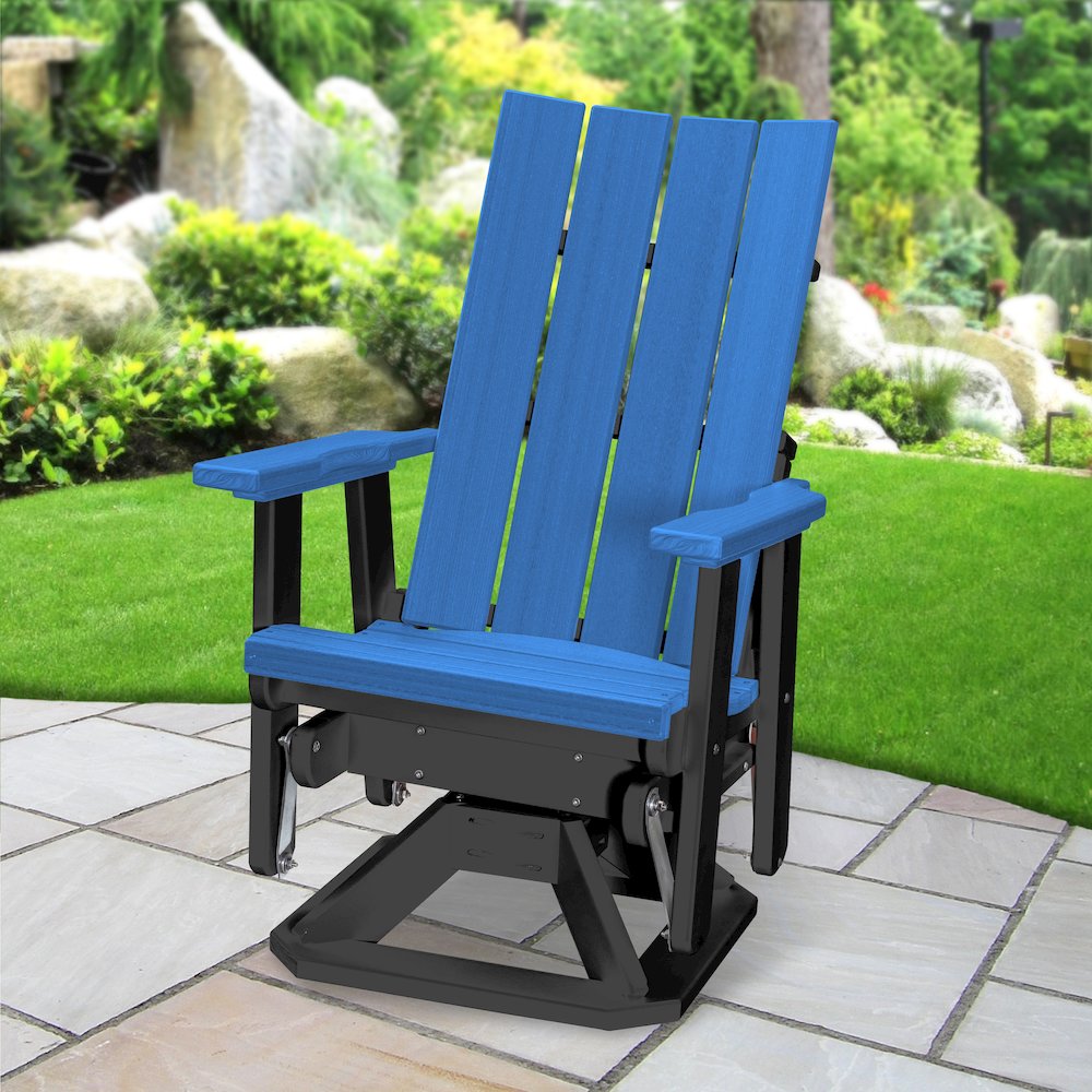 Brandon Swivel Glider in Blue on a Black Base. Picture 2