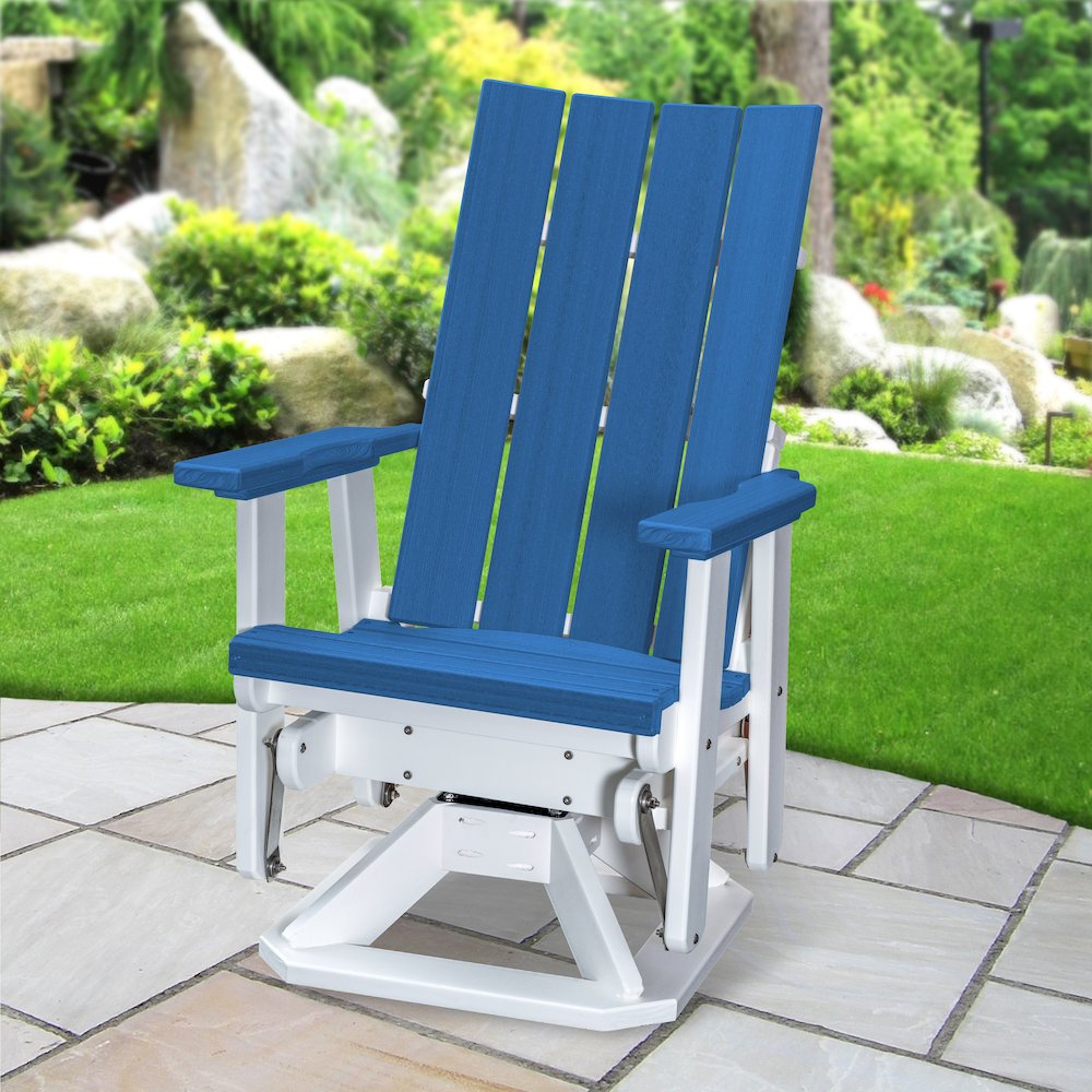 Brandon Swivel Glider in Blue on a White Base. Picture 2