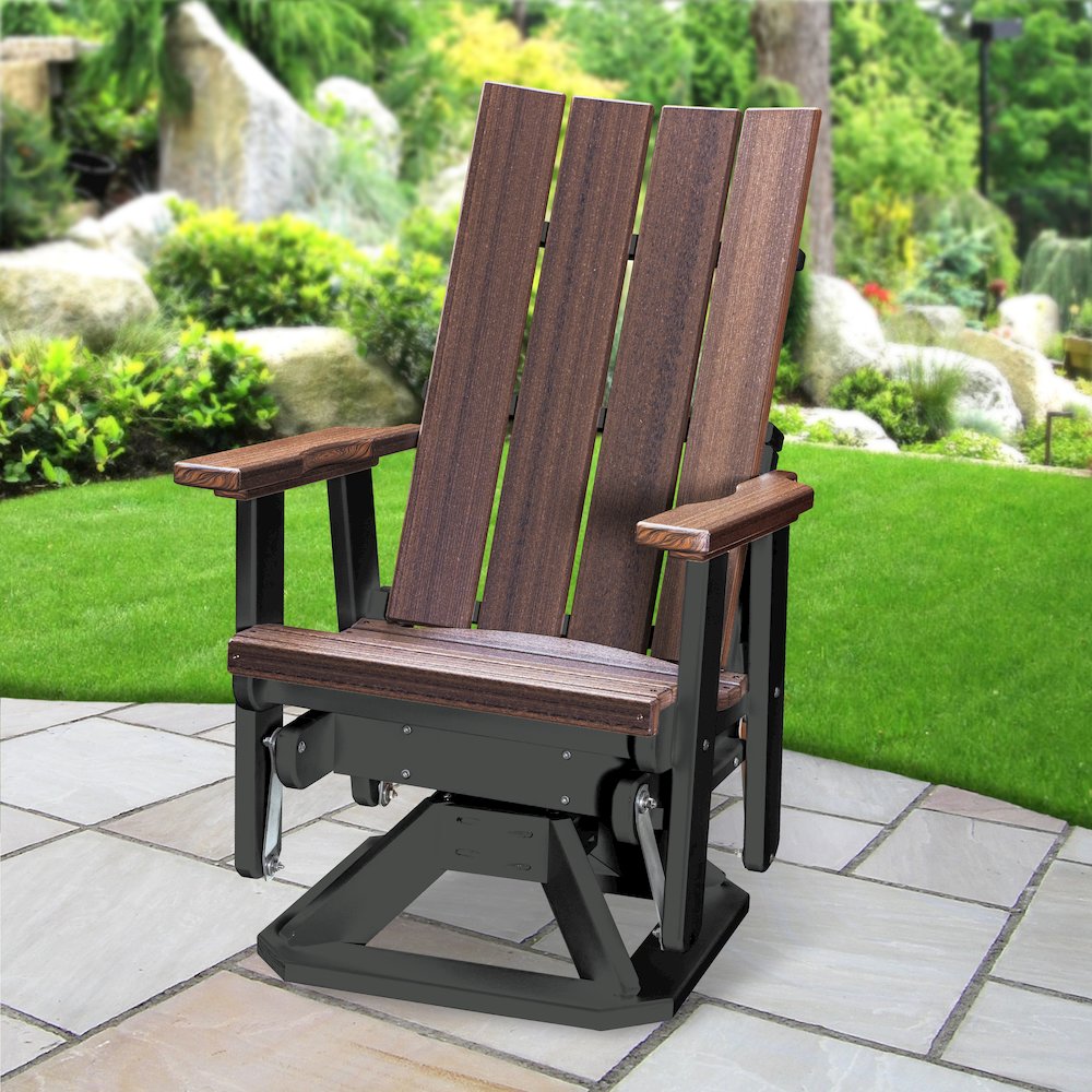 Brandon Swivel Glider in Brazilian Walnut on a Black Base. Picture 2