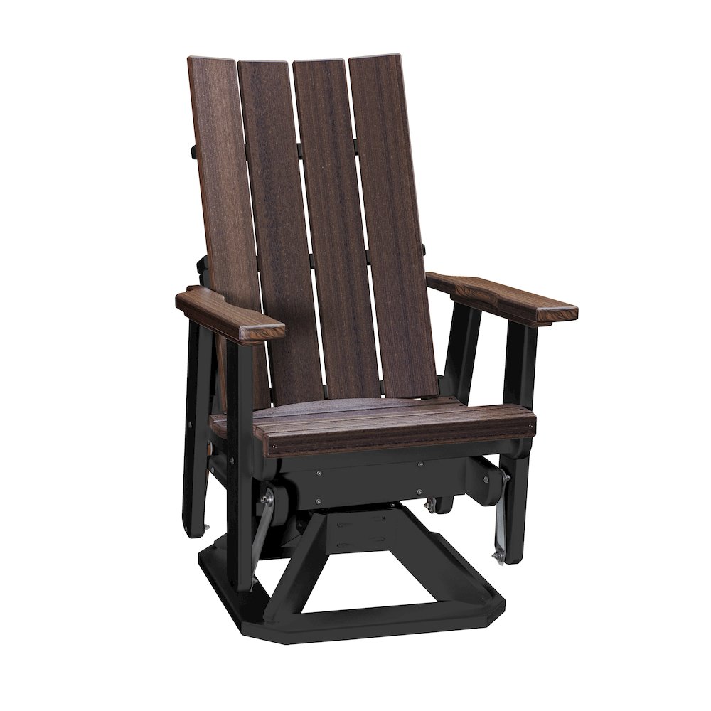 Brandon Swivel Glider in Brazilian Walnut on a Black Base. Picture 1