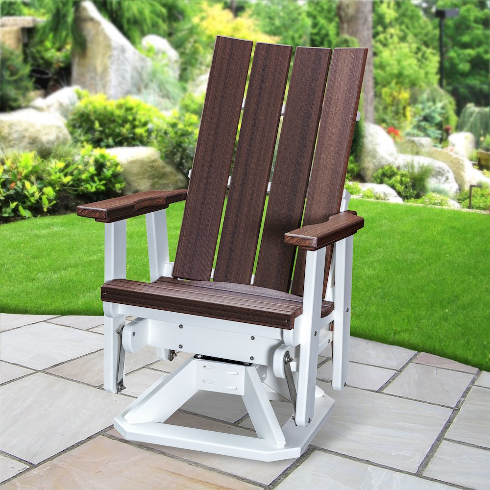 Brandon Swivel Glider in Brazilian Walnut on a White Base. Picture 4
