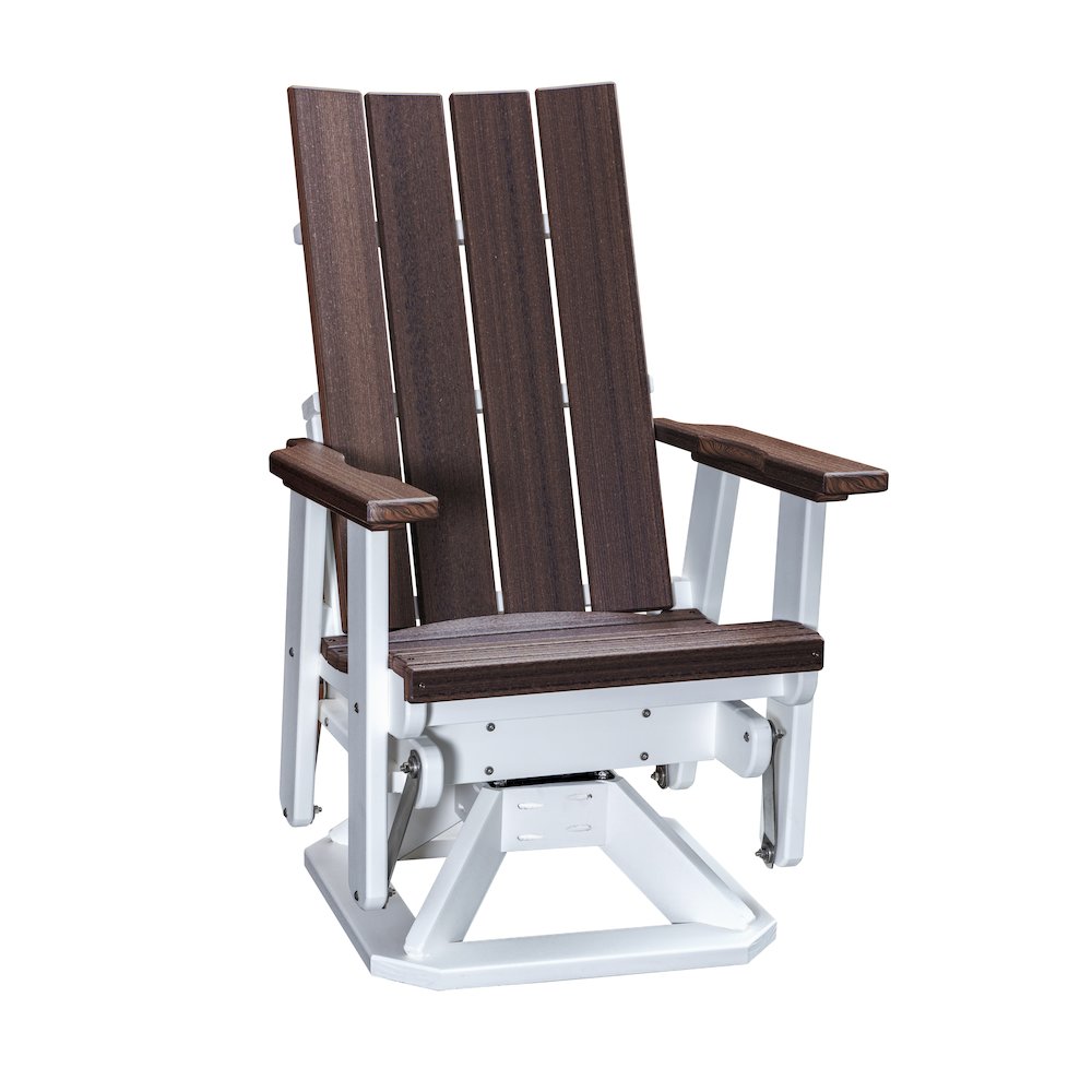 Brandon Swivel Glider in Brazilian Walnut on a White Base. Picture 1