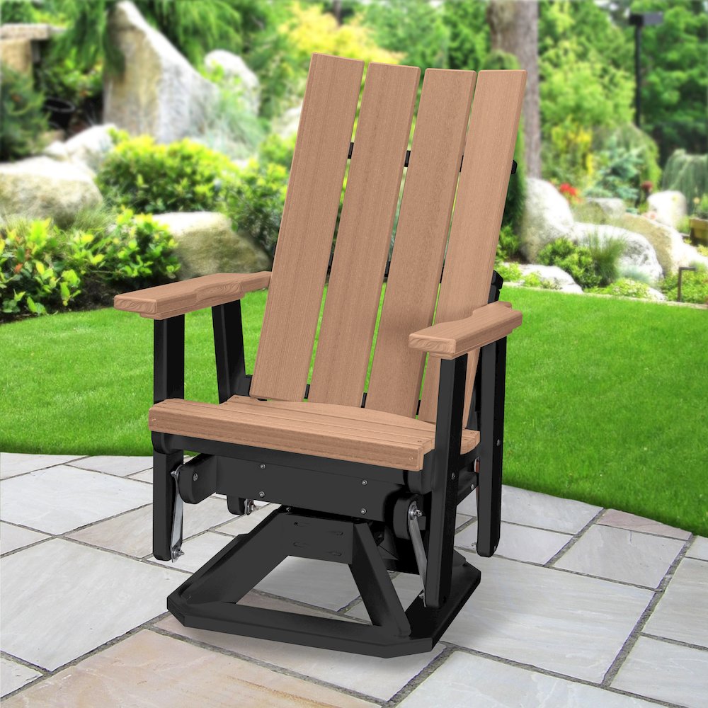 Brandon Swivel Glider in Cedar on a Black Base. Picture 2