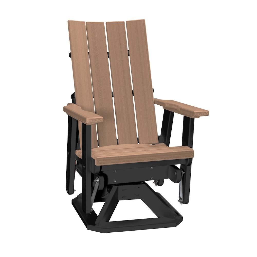 Brandon Swivel Glider in Cedar on a Black Base. Picture 1