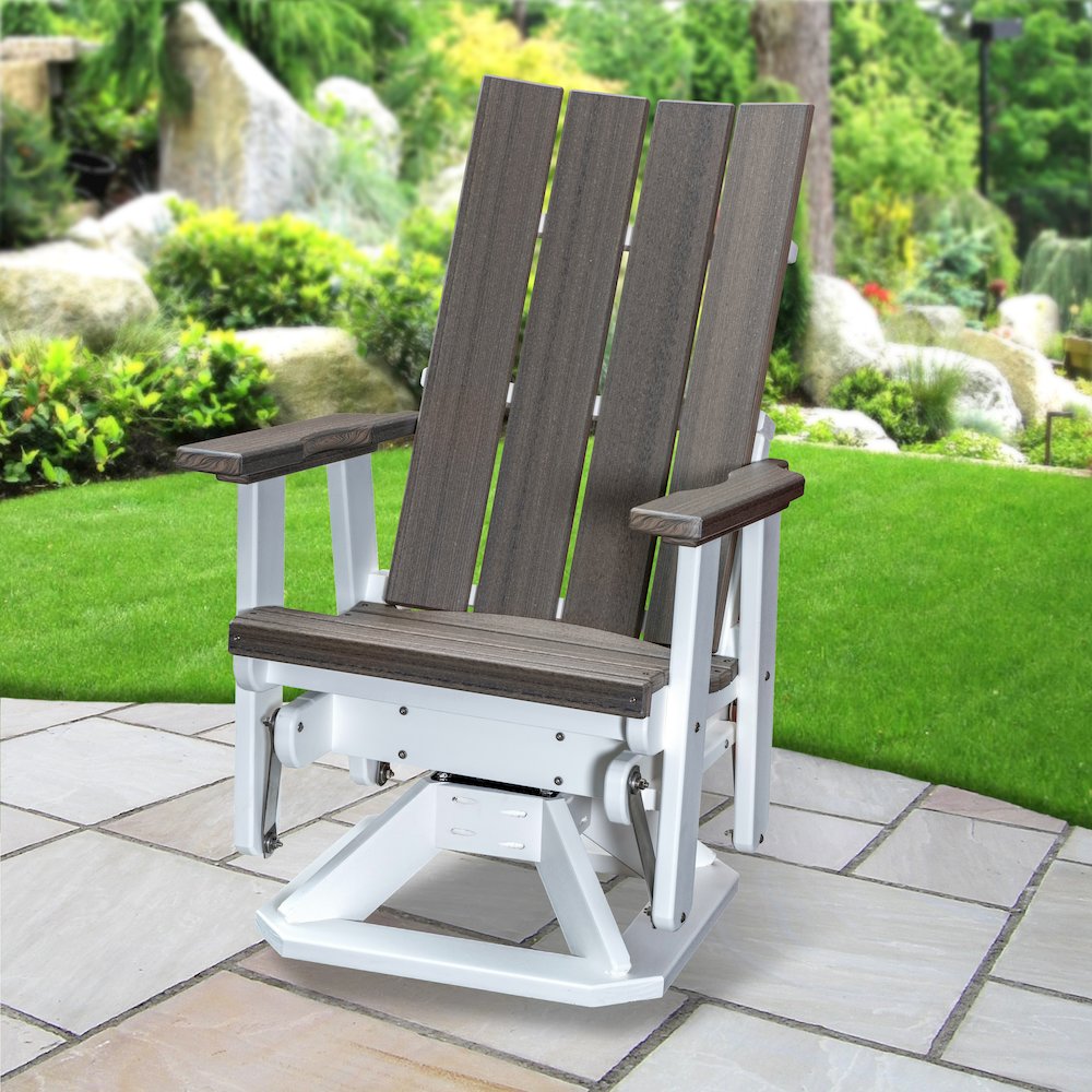 Brandon Swivel Glider in Coastal Gray on a White Base. Picture 2