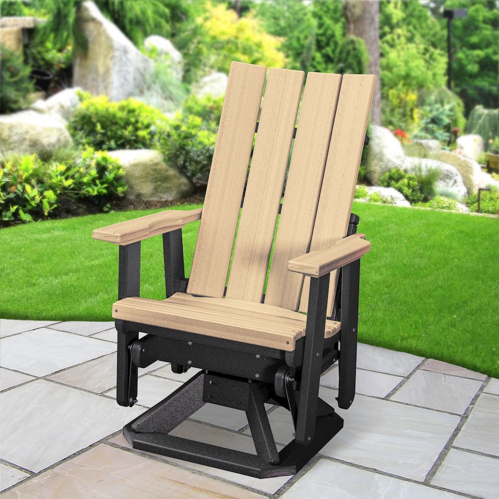 Brandon Swivel Glider in Weatherwood on a Black Base. Picture 2