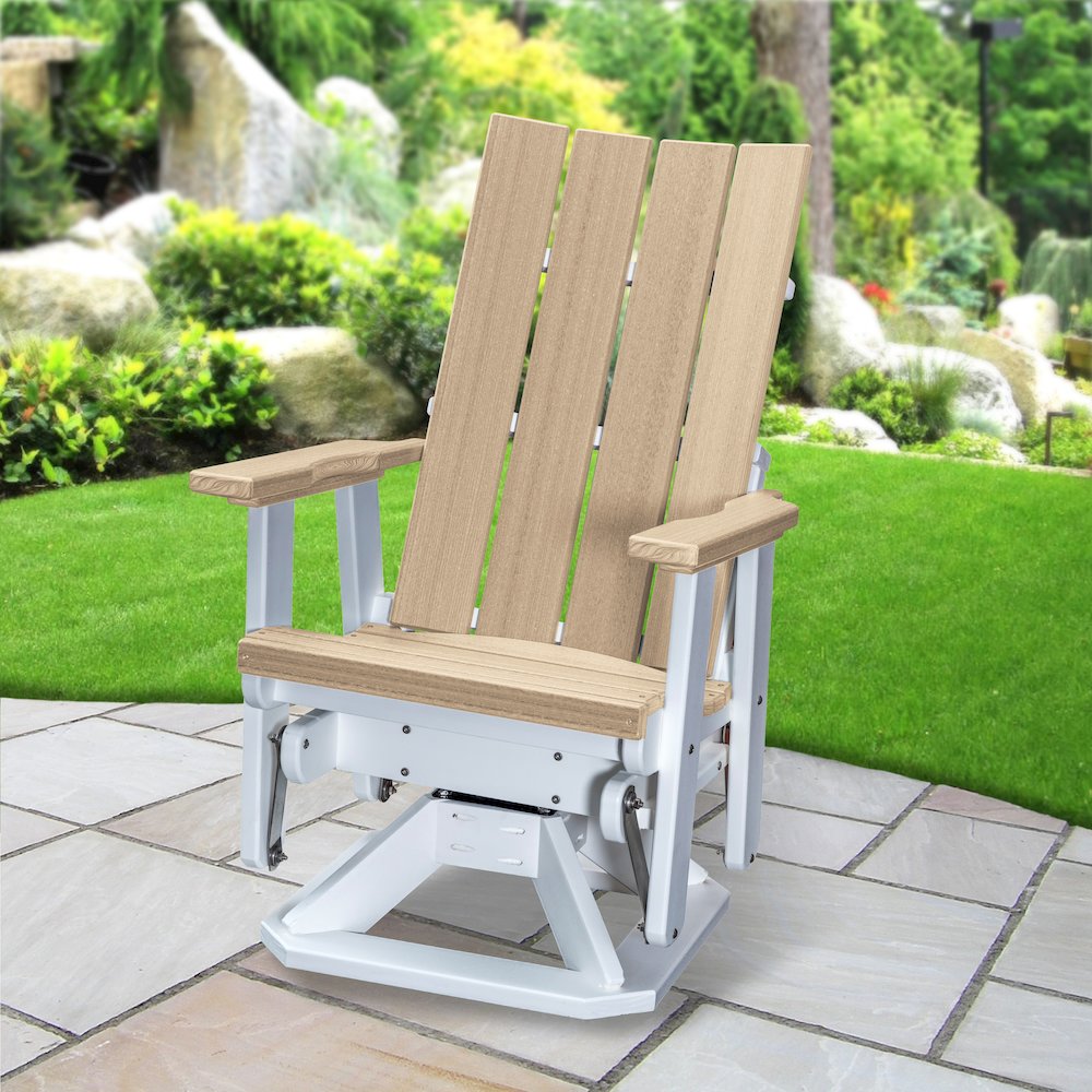 Brandon Swivel Glider in Weatherwood on a White Base. Picture 2