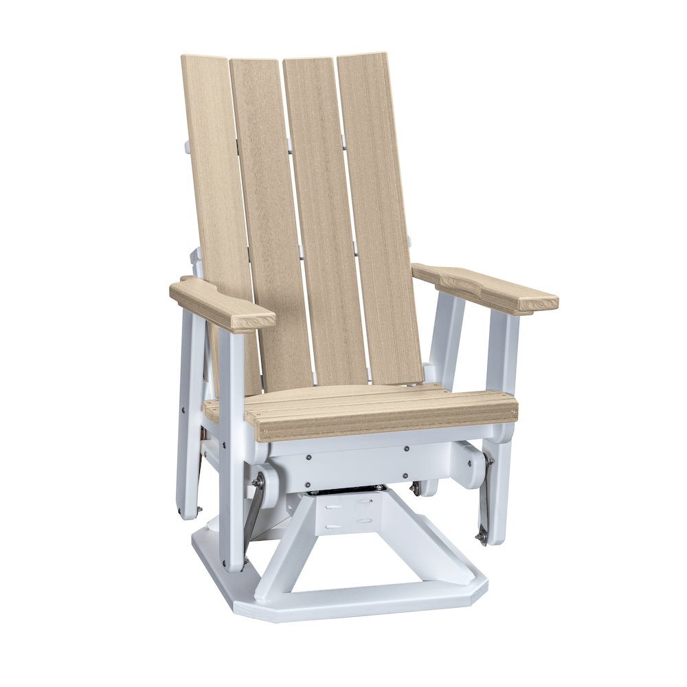 Brandon Swivel Glider in Weatherwood on a White Base. Picture 1