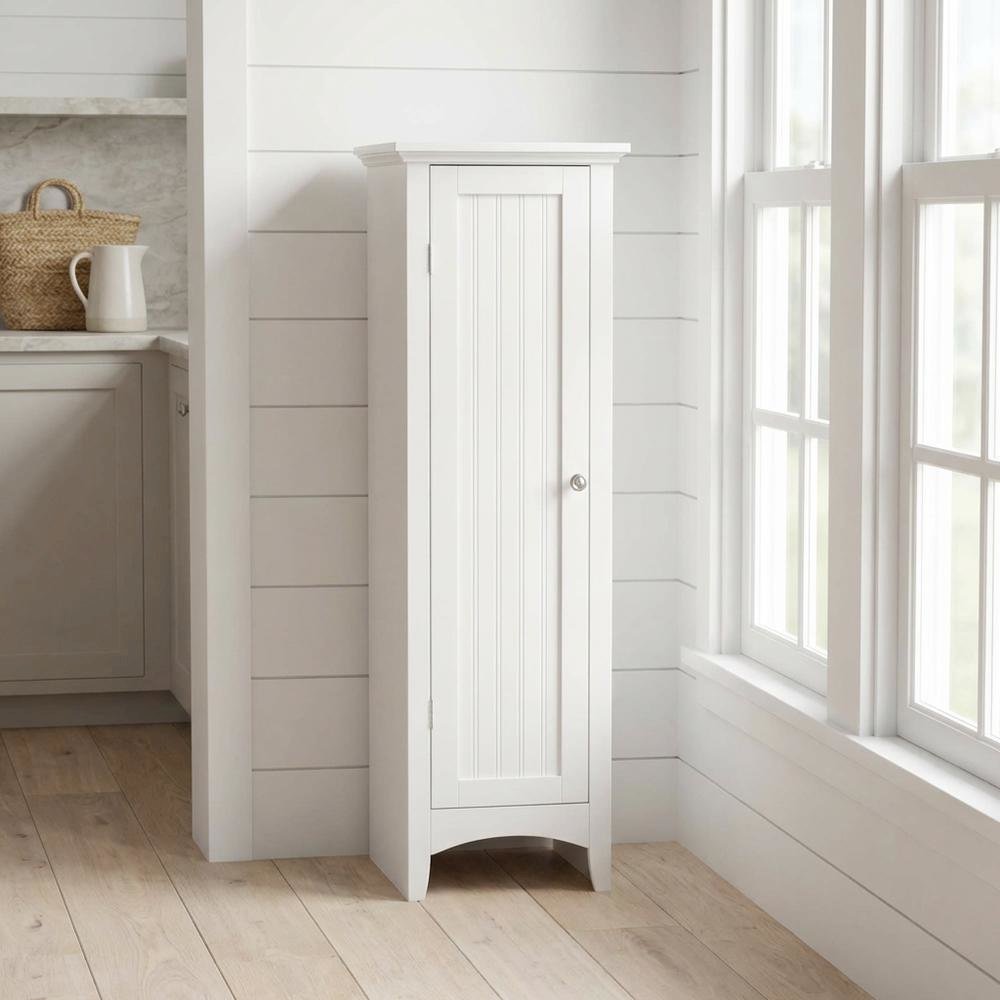 Metal and wood kitchen storage pantry with one door, space-saving design. Picture 2
