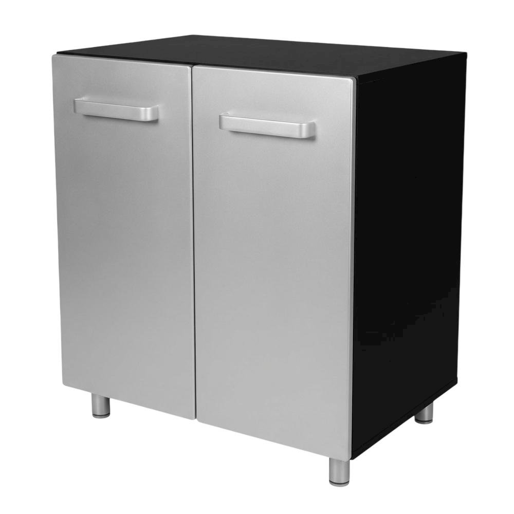 Metal Storage Cabinet With Black And Silver Finish For Garage Organization. Picture 1