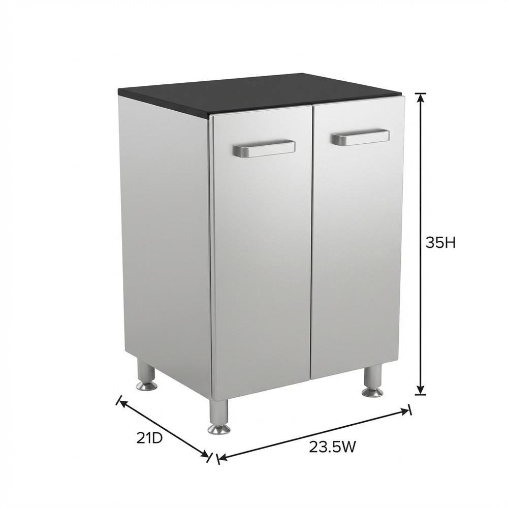 Metal Storage Cabinet With Black And Silver Finish For Garage Organization. Picture 7