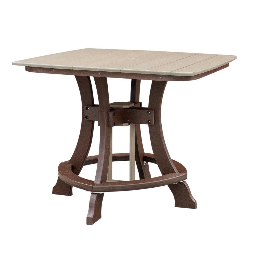 Tudor Brown Square Outdoor Dining Table, Polyethylene Finish. Picture 1