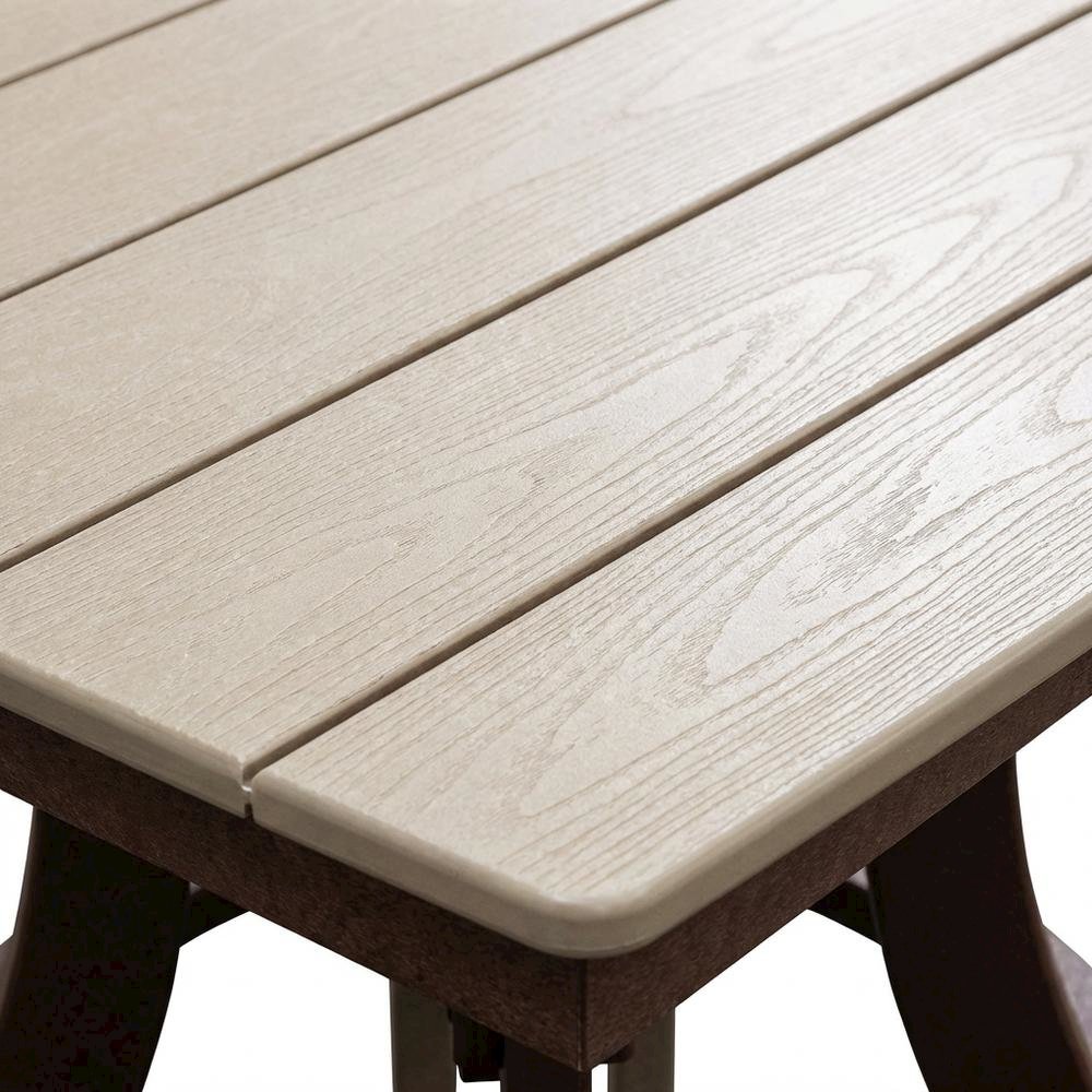 Tudor Brown Square Outdoor Dining Table, Polyethylene Finish. Picture 5