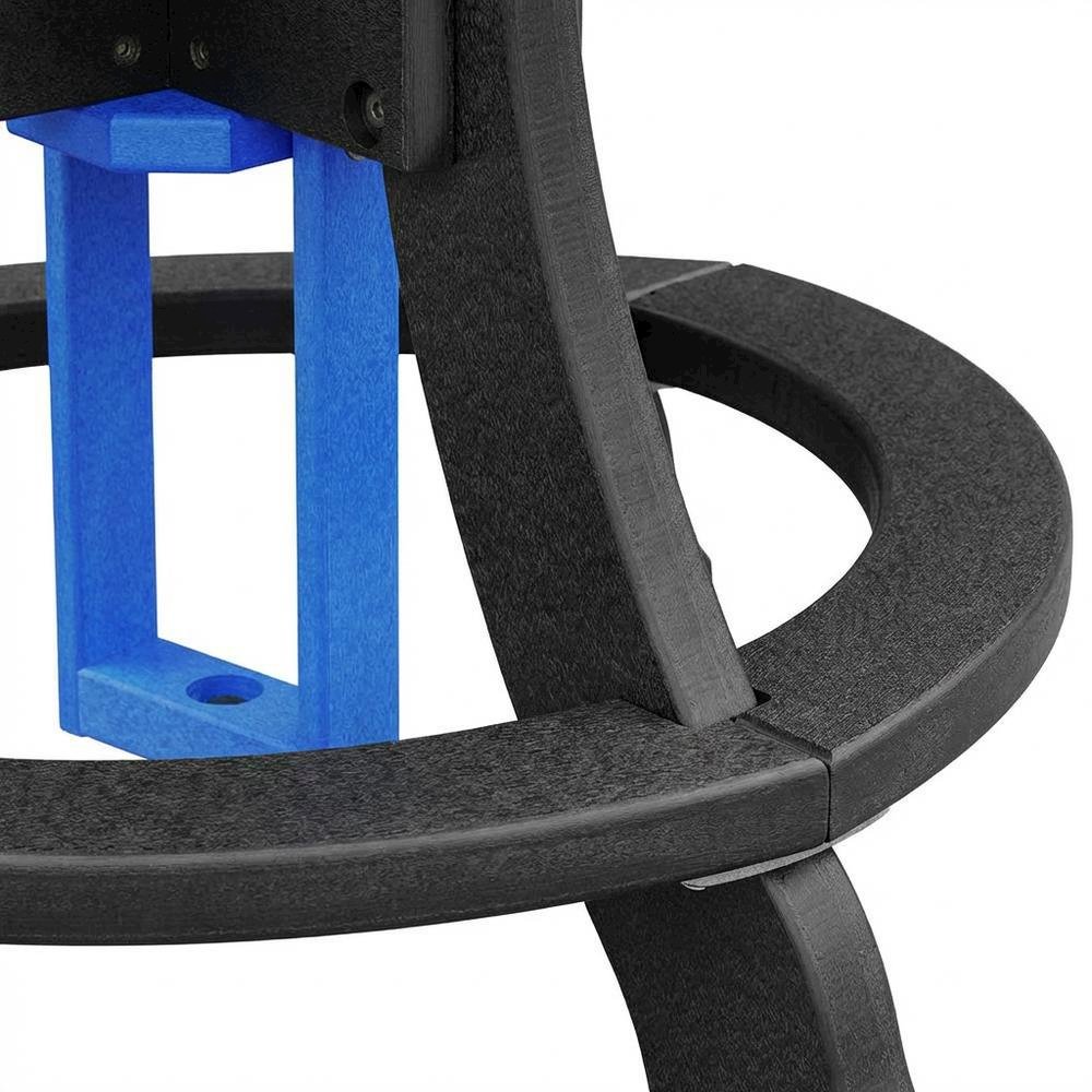 Blue Outdoor Square Dining Table, Black Base, Polyethylene Construction. Picture 6