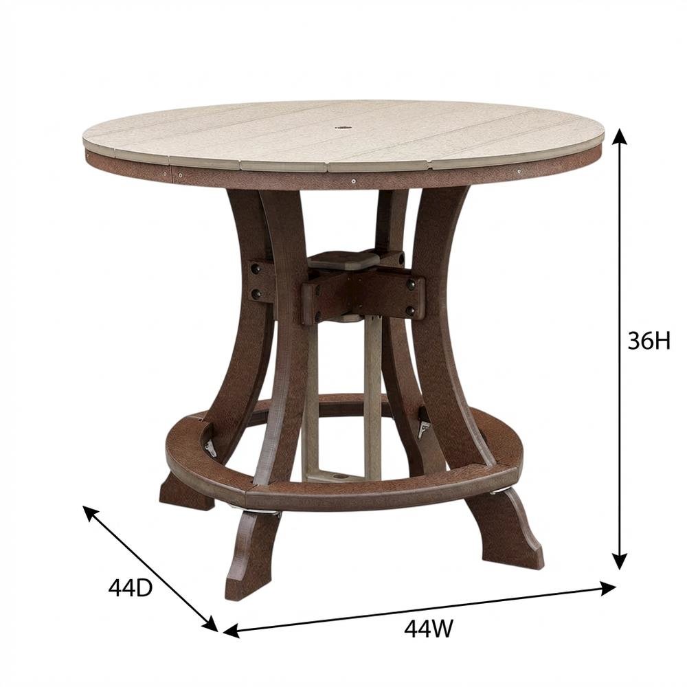 Polyethylene Outdoor Dining Table With Weatherwood Finish And Tudor Brown Base. Picture 7
