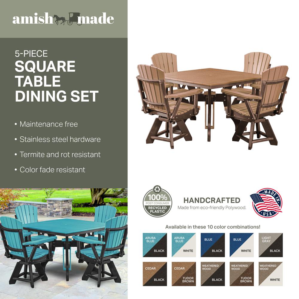 Five Piece Square Dining Height Dining Set in Light Grey with a Black Base. Picture 6