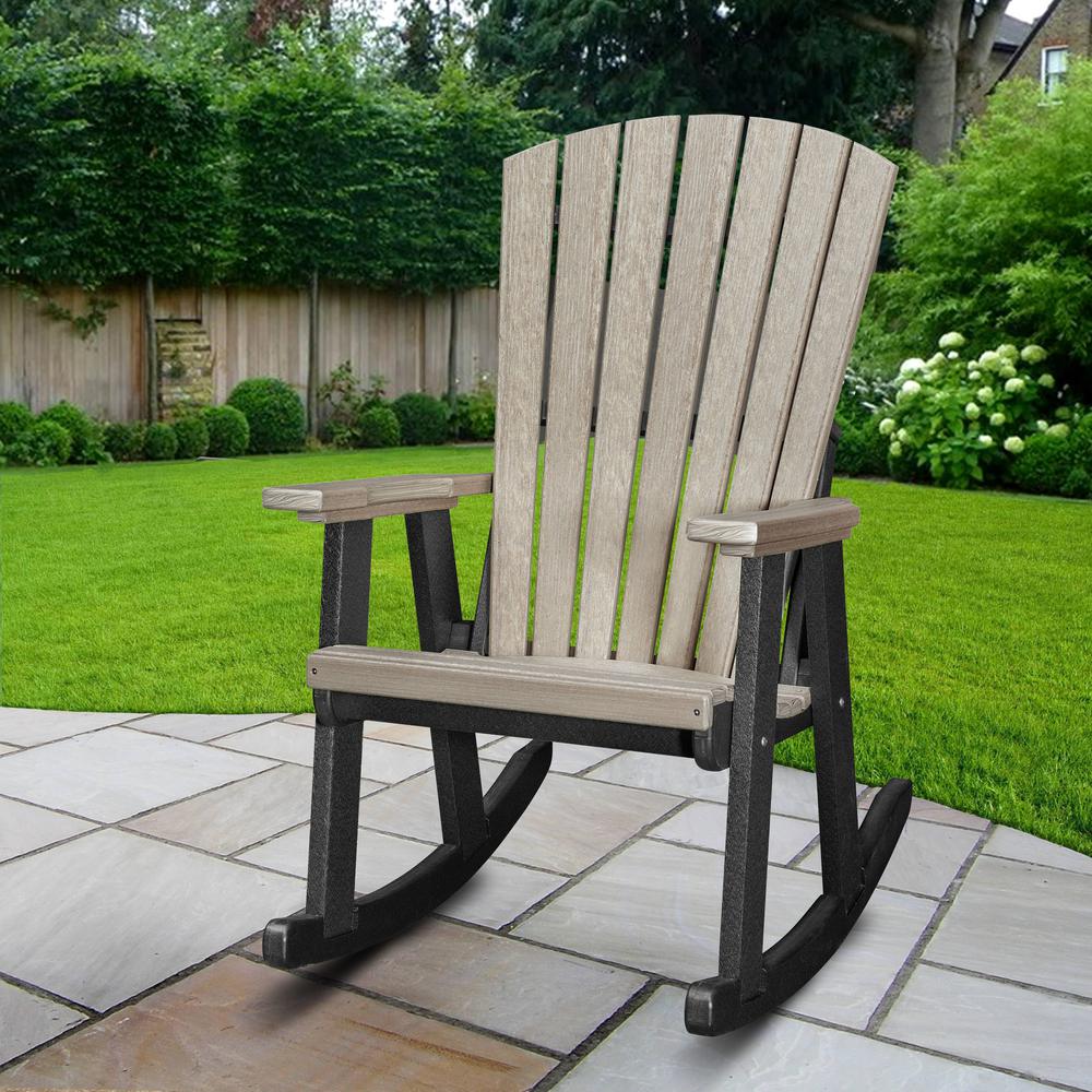 OS Home and Office Rocking Chair in Weatherwood with a Black Base. Picture 1
