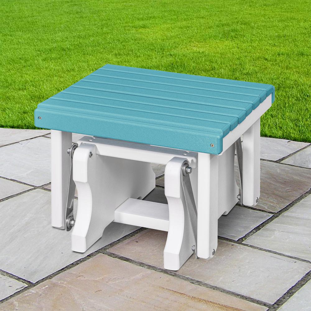 Gliding Ottoman in Aruba Blue and White. Picture 2