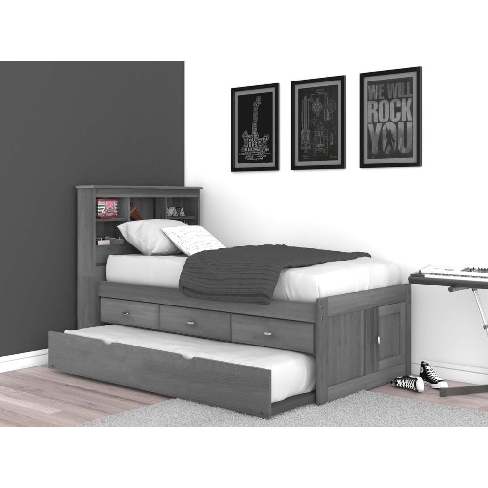 Twin Captains Bookcase Bed with 3 drawers and a Twin Sized Trundle. Picture 1