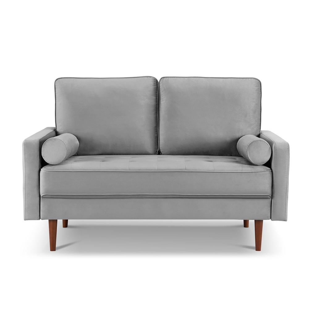57 Inch Wide Upholstered Two Cushion Loveseat with Bolster Pillows. Picture 1