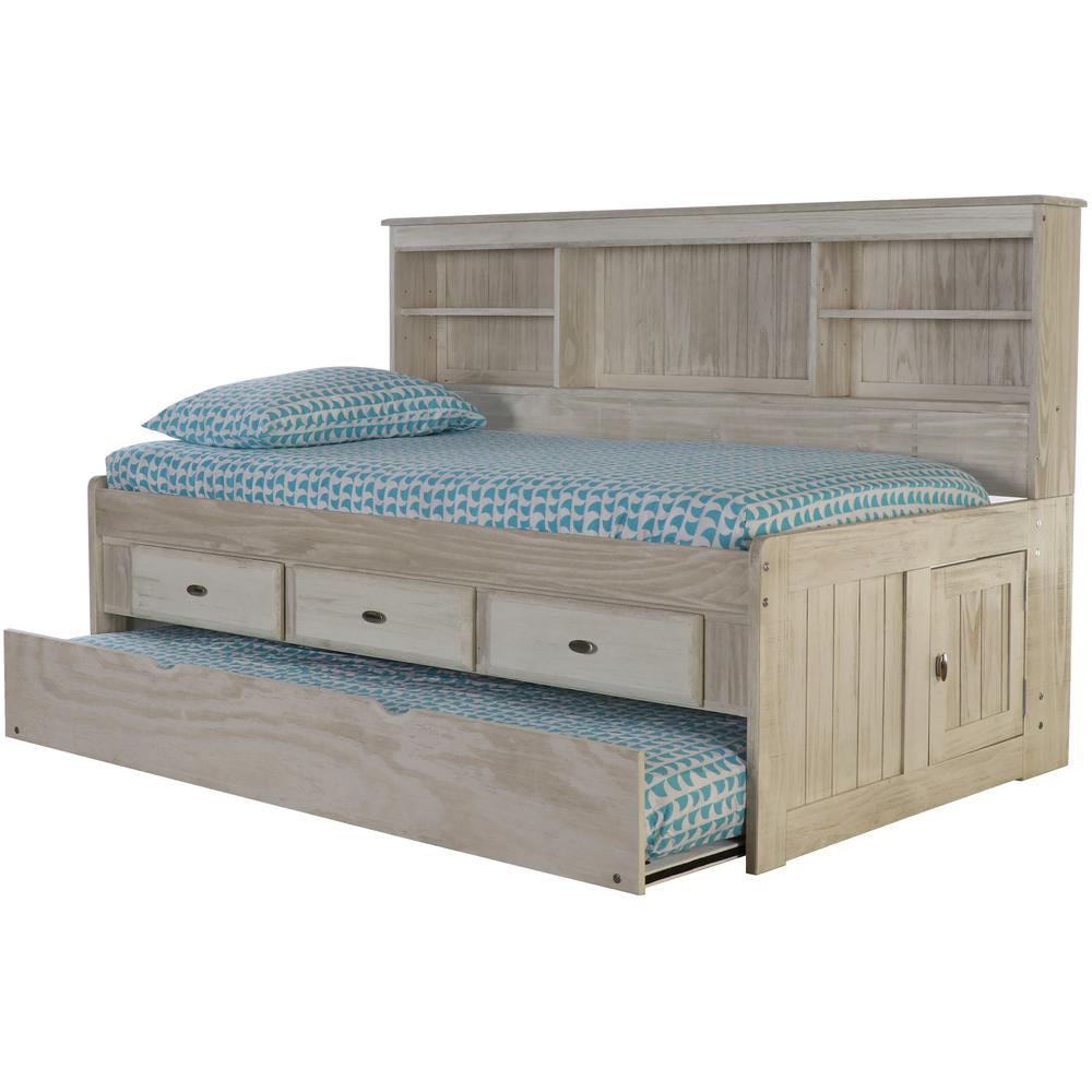 OS Home and Office Furniture Model 85222K3-22, Solid Pine Twin Daybed with Three Sturdy Drawers and a Twin Sized Trundle in Light Ash. Picture 4