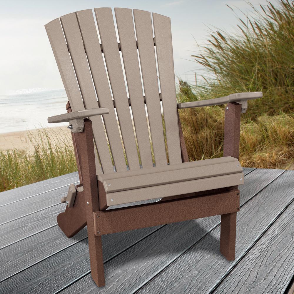 Fan Back Folding Adirondack Chair Made in the USA- Weatherwood, Tudor Brown. Picture 2