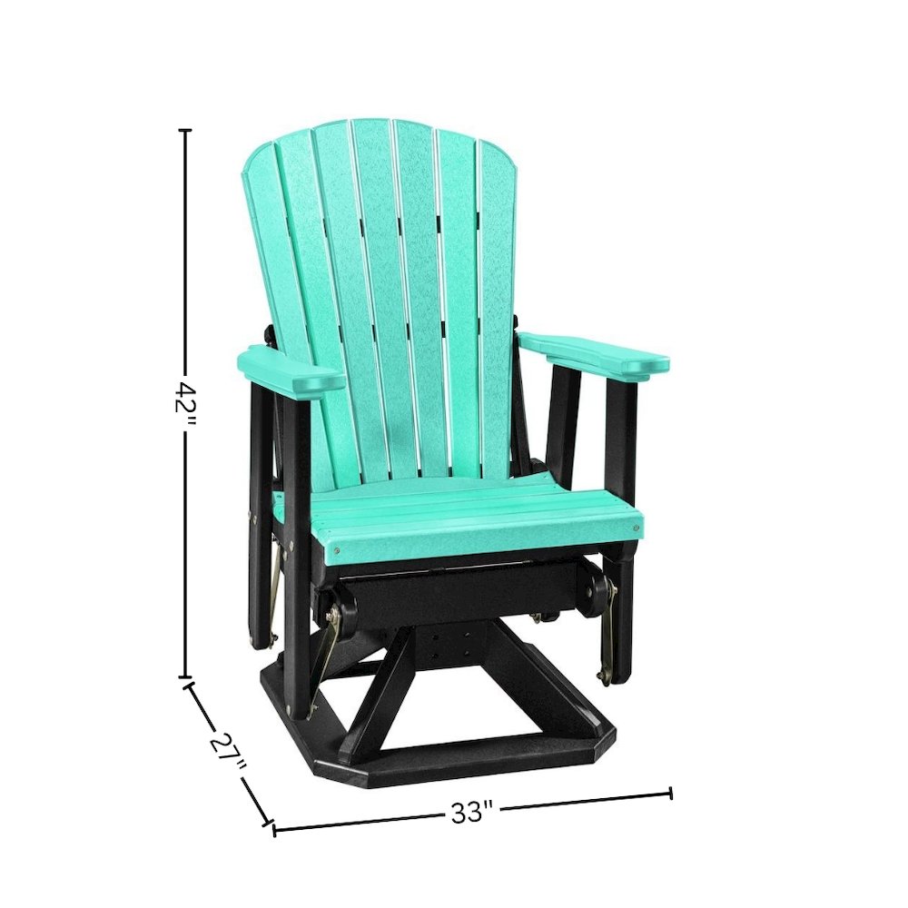 Fan Back Swivel Glider, Aruba Blue, Heavy Duty Polyethylene, Porch Seating. Picture 7