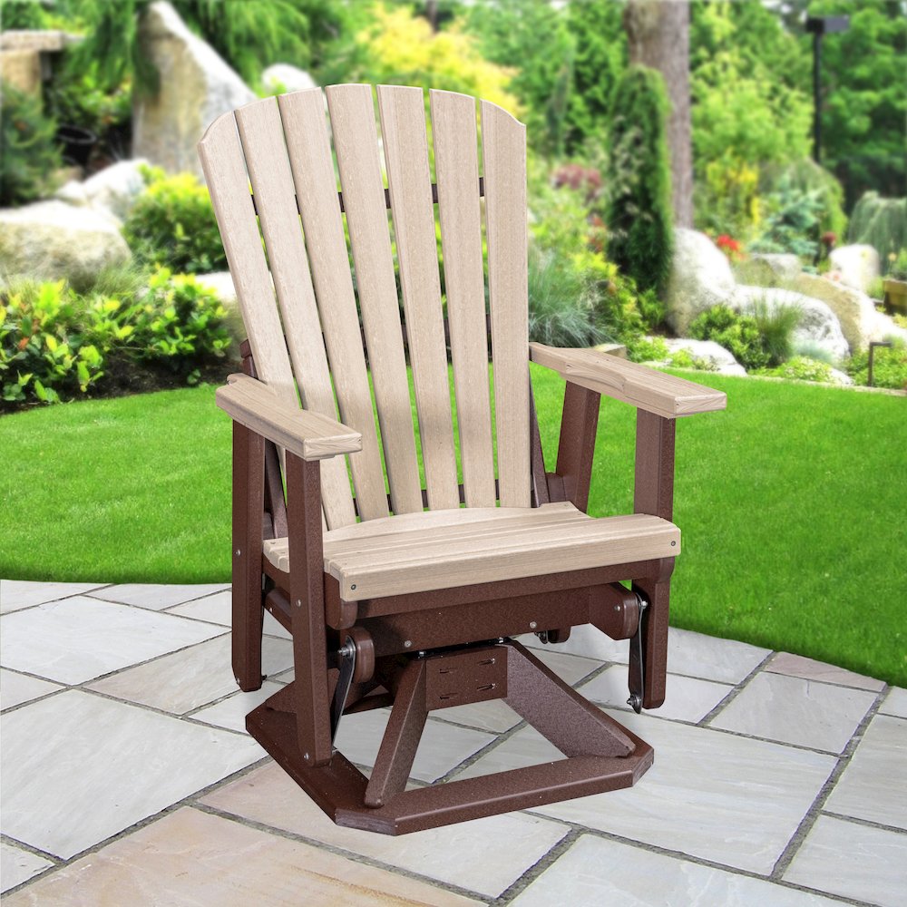 Fan Back Swivel Glider in Birchwood on a Tudor Brown Base. Picture 5