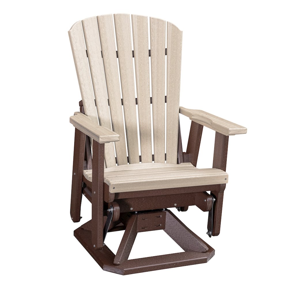 Fan Back Swivel Glider in Birchwood on a Tudor Brown Base. Picture 1