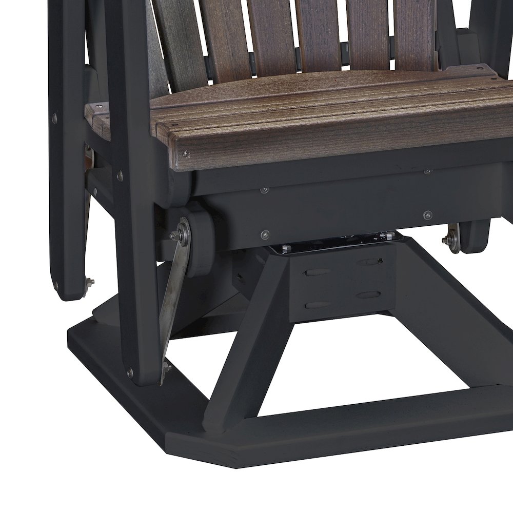 Fan Back Swivel Glider in Brazilian Walnut on a Black Base. Picture 8