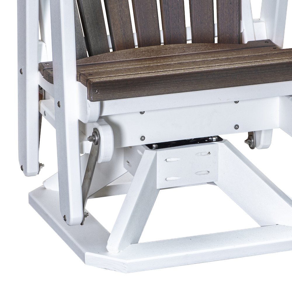 Fan Back Swivel Glider in Brazilian Walnut on a White Base. Picture 4