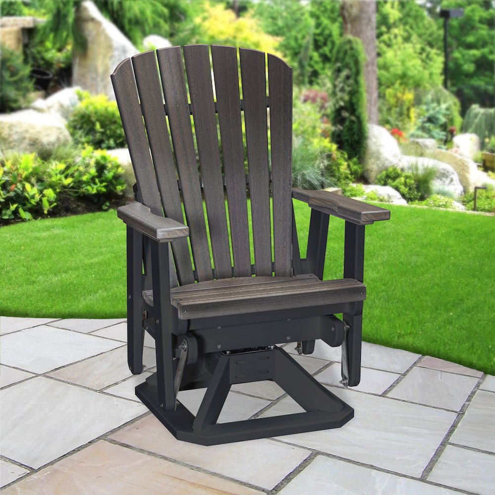 Fan Back Swivel Glider in Coastal Gray on a Black Base. Picture 9