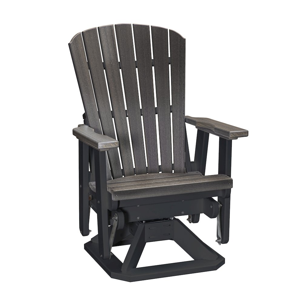 Fan Back Swivel Glider in Coastal Gray on a Black Base. Picture 1
