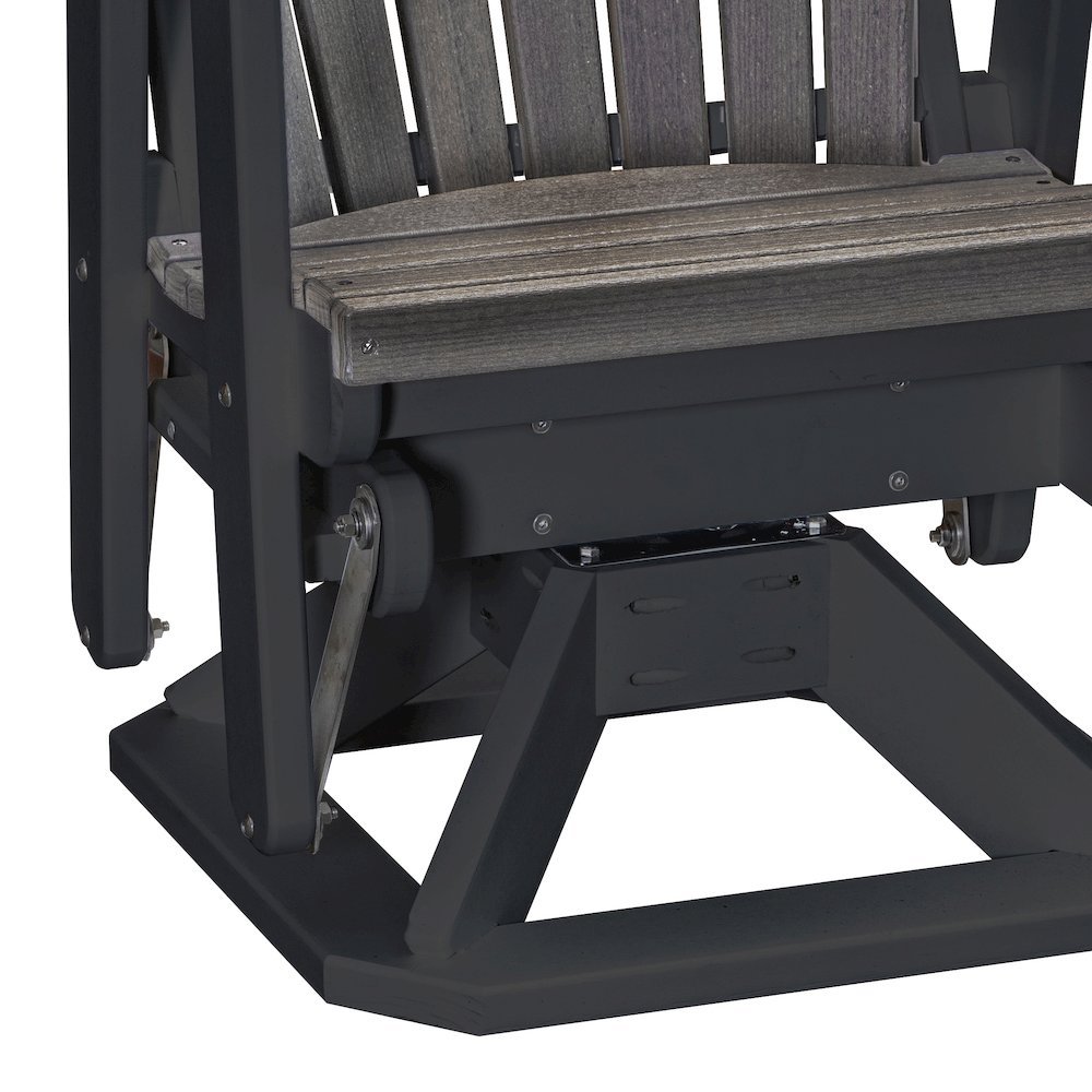 Fan Back Swivel Glider in Coastal Gray on a Black Base. Picture 4
