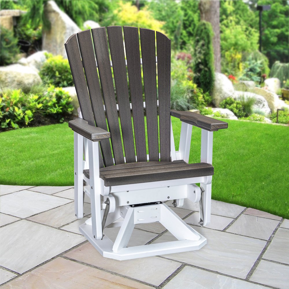 Fan Back Swivel Glider in Coastal Gray on a White Base. Picture 7