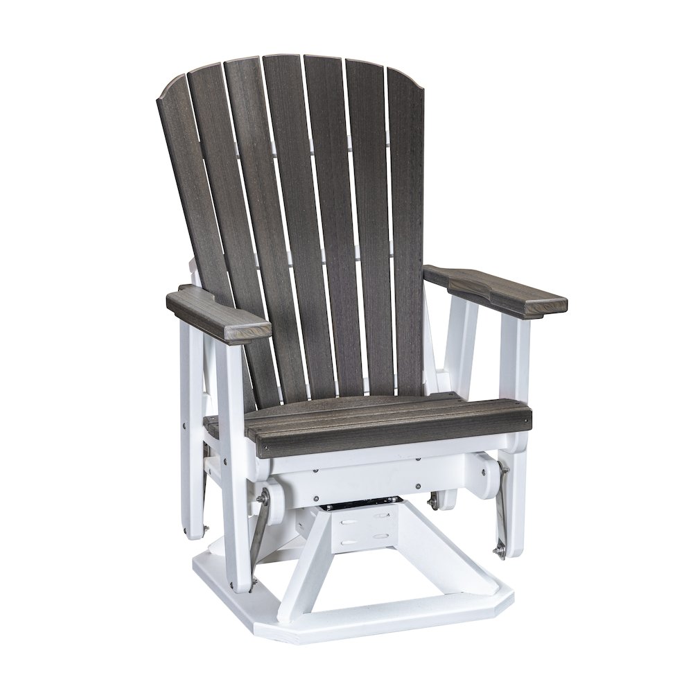 Fan Back Swivel Glider in Coastal Gray on a White Base. Picture 1