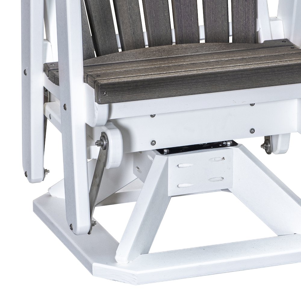 Fan Back Swivel Glider in Coastal Gray on a White Base. Picture 4
