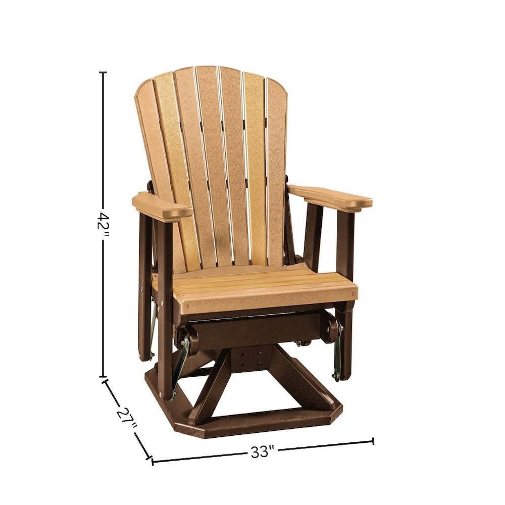 Fan Back Swivel Glider, Cedar Brown, Heavy Duty Polyethylene, Porch Seating. Picture 8